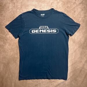 Sega Genesis Logo T-Shirt Navy Blue Short Sleeve Distressed Tailgate Men's M